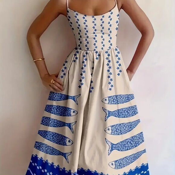 Flower & Fish Cami Dress - Picture 1 of 6